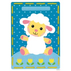 Tarjeta de cartón para bordar Ovejita y vaca