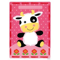 Tarjeta de cartón para bordar Ovejita y vaca