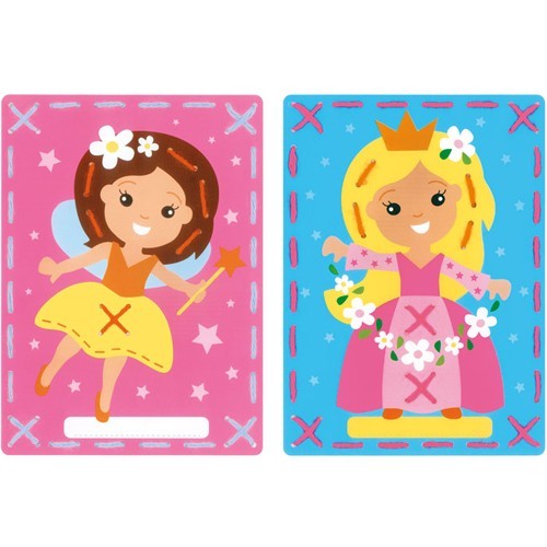 Tarjetas de cartón para bordar Hada y princesa