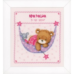 Natalicio osito en hamaca rosa