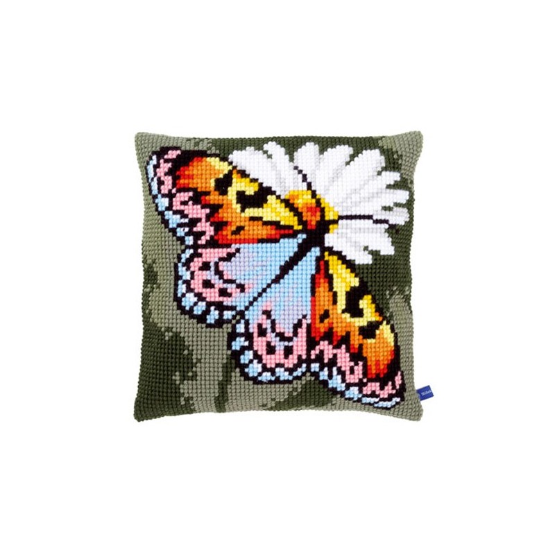 Kit punto de cruz Cojín mariposa reina