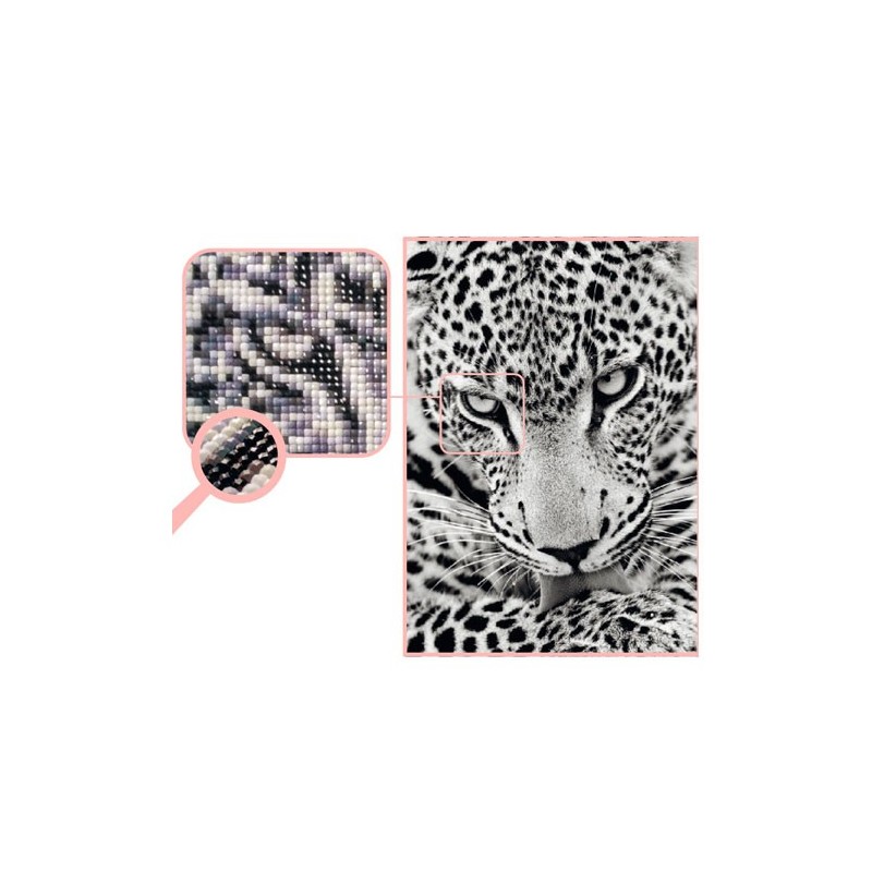 Leopardo bordado con diamantes