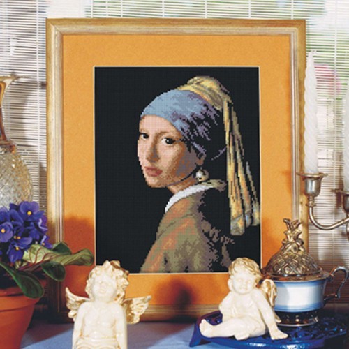 Patrón punto de cruz La joven de la perla de Vermeer