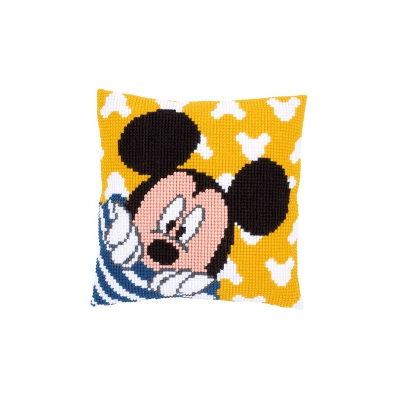 Cojín mickey fondo amarillo corazones
