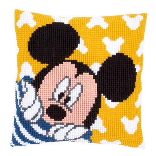 Cojín mickey fondo amarillo corazones