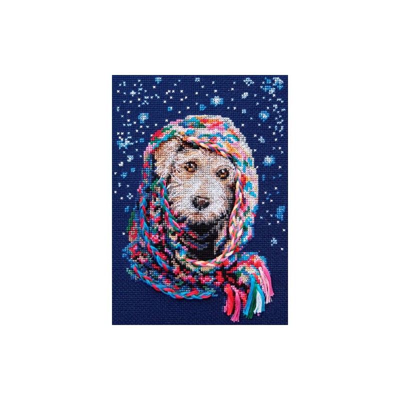 Perrito y bufanda tricot