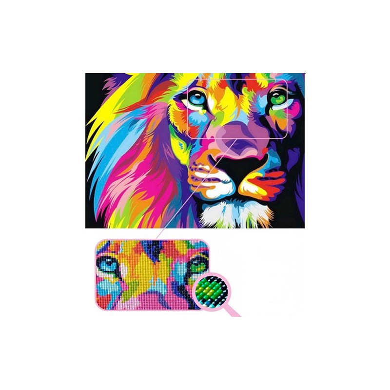 León arco iris bordado con diamantes