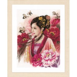 Mujer japonesa con flores...