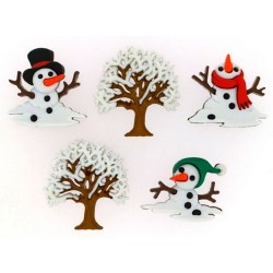 Botones árboles y muñecos de nieve