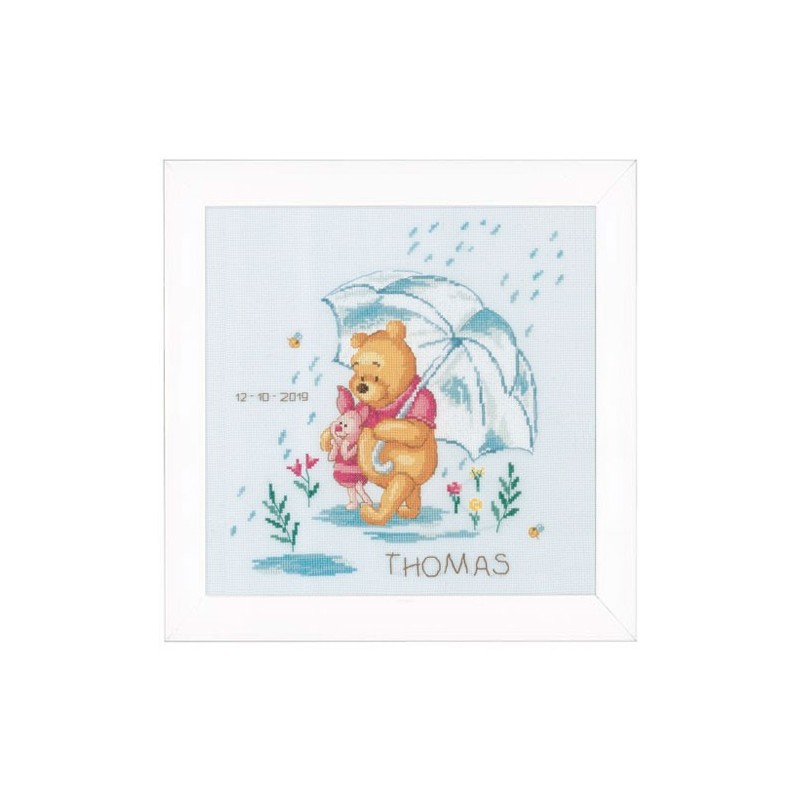 Natalicio winnie y piglet bajo el paraguas