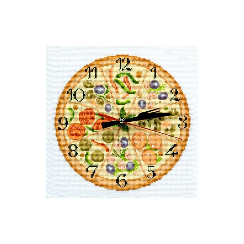 Kit punto de cruz Reloj pizza
