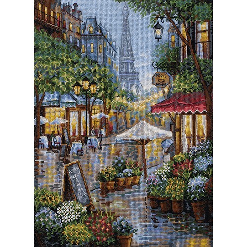 Kit punto de cruz Día de lluvia en París