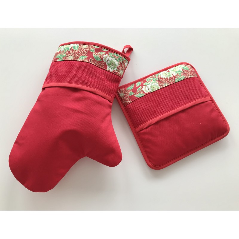 Conjunto punto de cruz manopla y agarrador Navidad