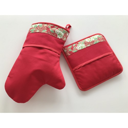 Conjunto punto de cruz manopla y agarrador Navidad