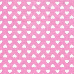 Tela Petite Basics corazones blancos fondo rosa