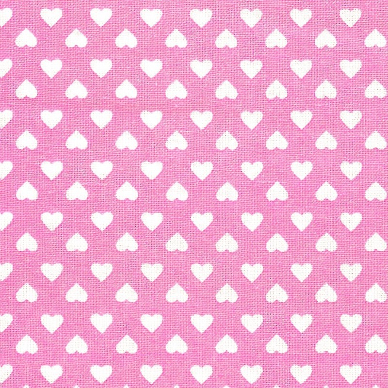 Tela Petite Basics corazones blancos fondo rosa