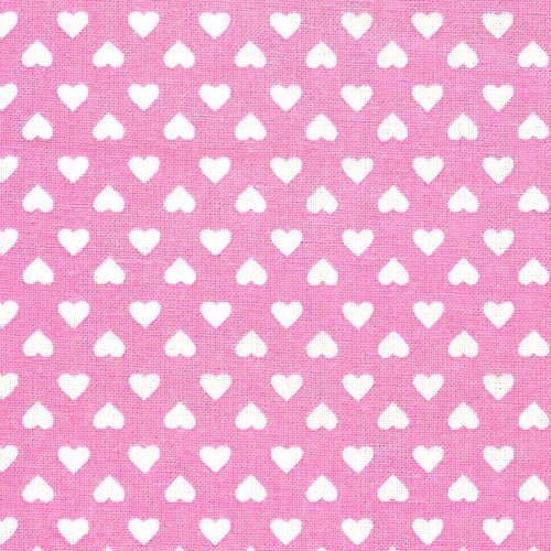 Tela Petite Basics corazones blancos fondo rosa