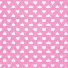 Tela Petite Basics corazones blancos fondo rosa