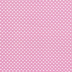 Tela Petite Basics corazones blancos fondo rosa