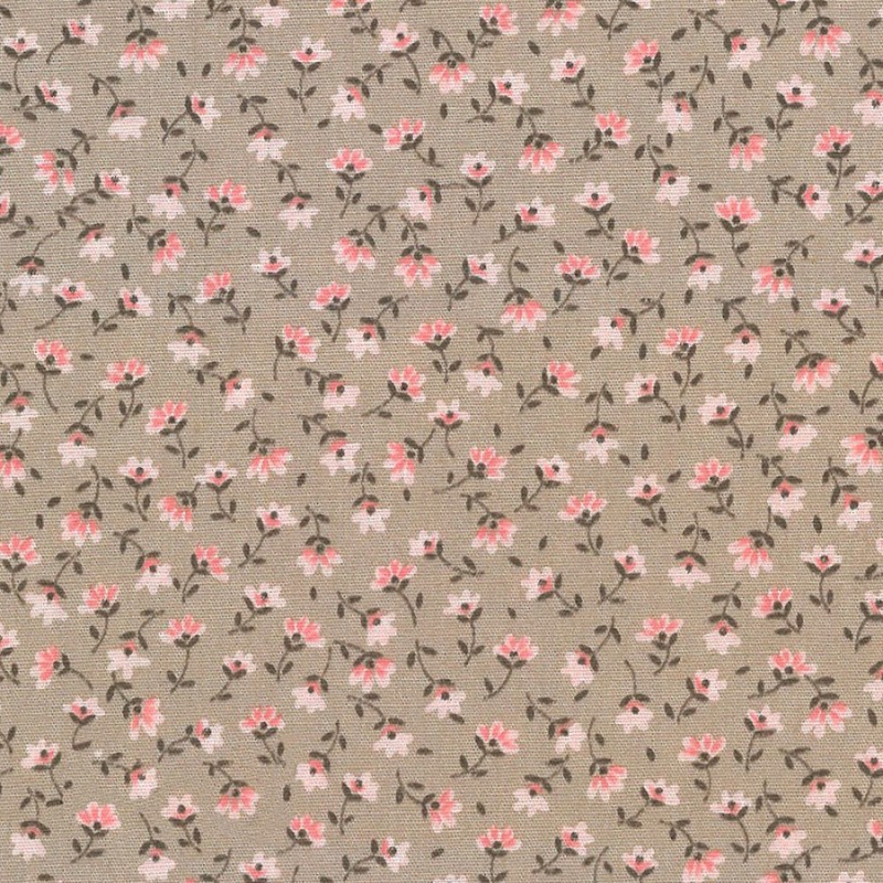 Tela Petite Fleurs flores rosa-beige