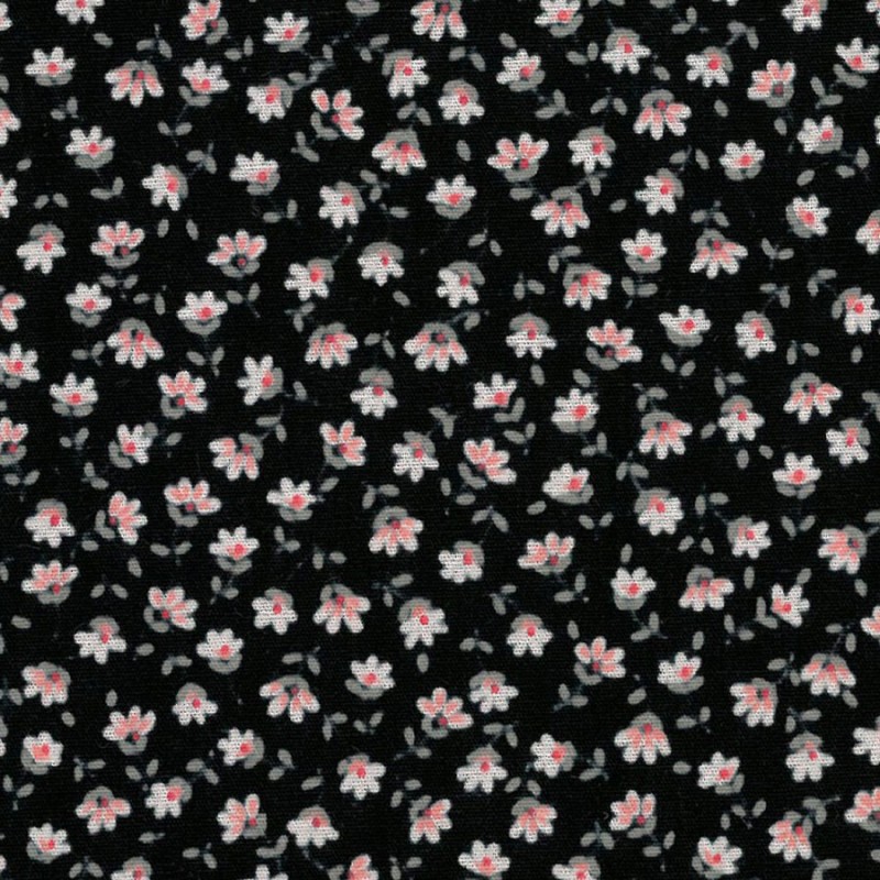 Tela Petite Fleurs flores fondo negro