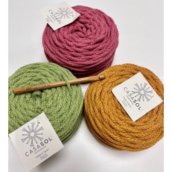 Pack tres ovillos Cotton Air- casasol + ganchillo bambú