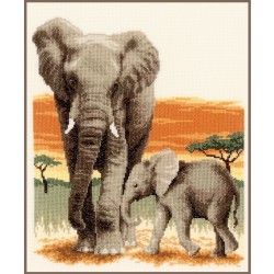 Kit punto de cruz Elefantes de la Sabana