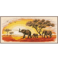 Kit punto de cruz Familia de elefantes