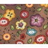 Tela born to sew -flores botones marron