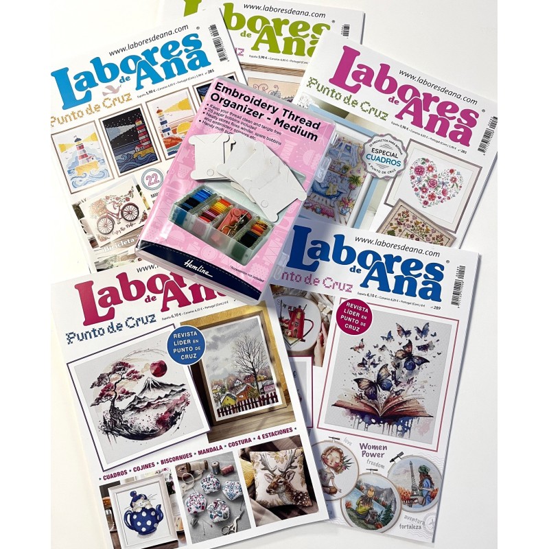 Pack Oferta 5 revistas Labores de Ana + Caja organizadora hilos