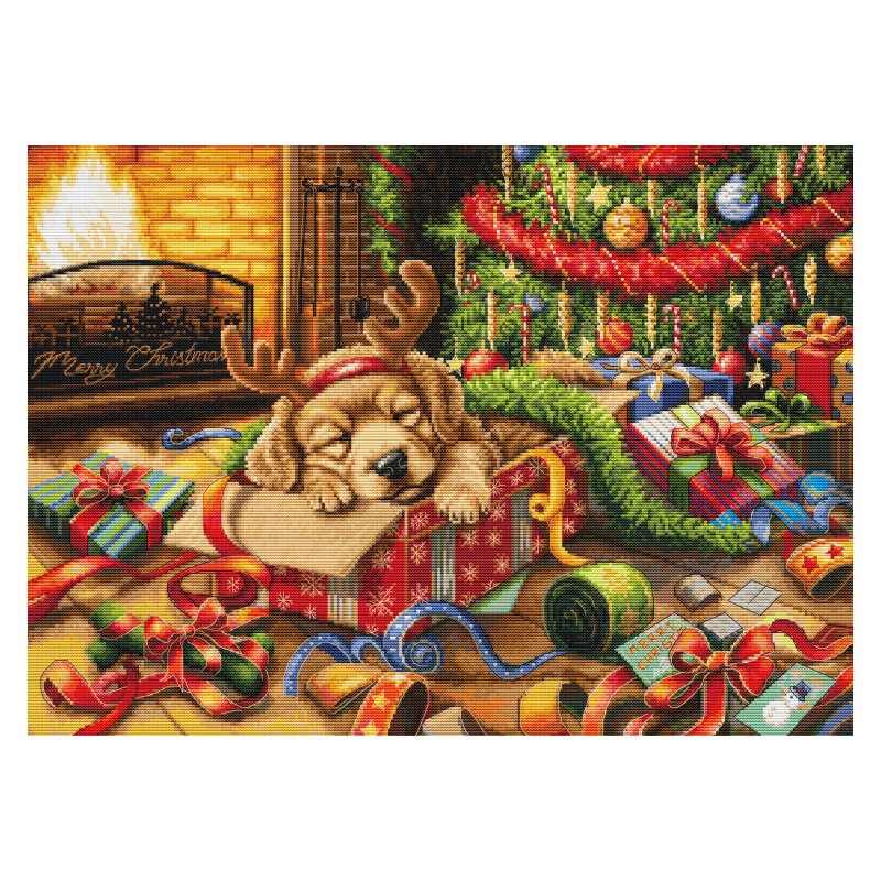 Kit punto de cruz El pequeño alborotador de Papá Noel
