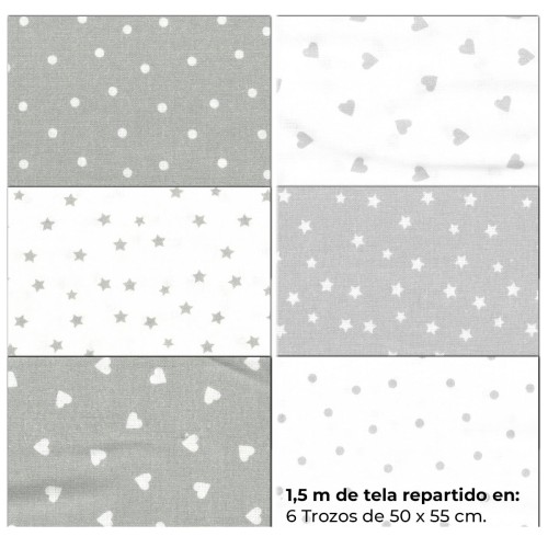 Rollo Fat Quarters - Gris y blanco