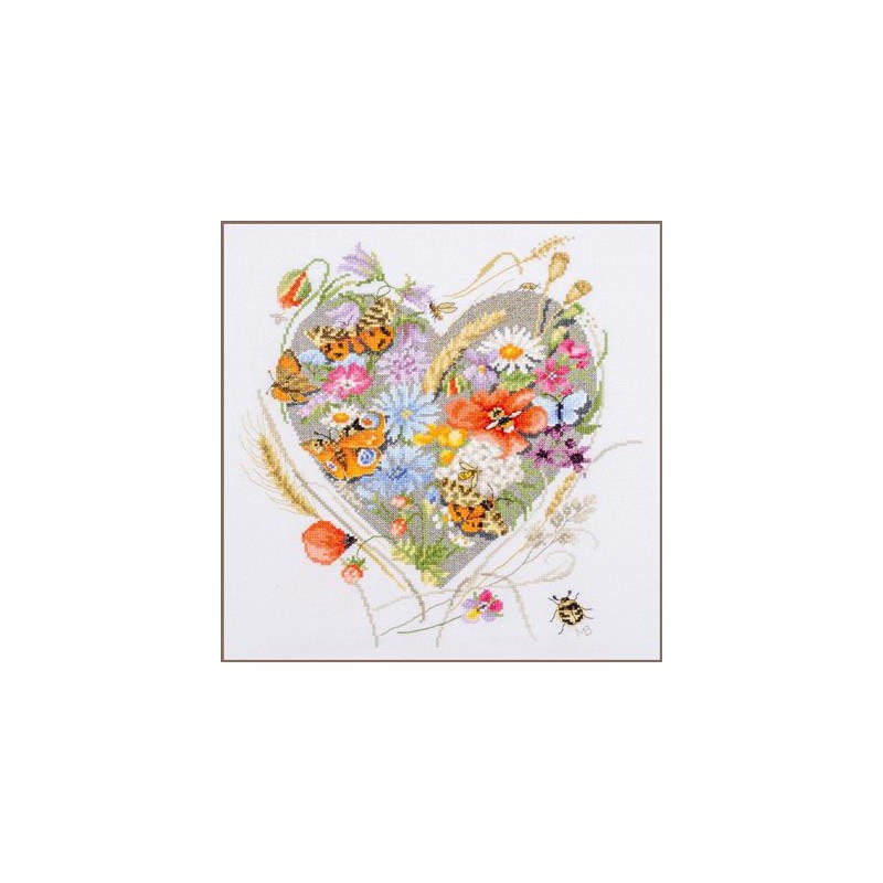 Kit punto de cruz Un corazón de flores
