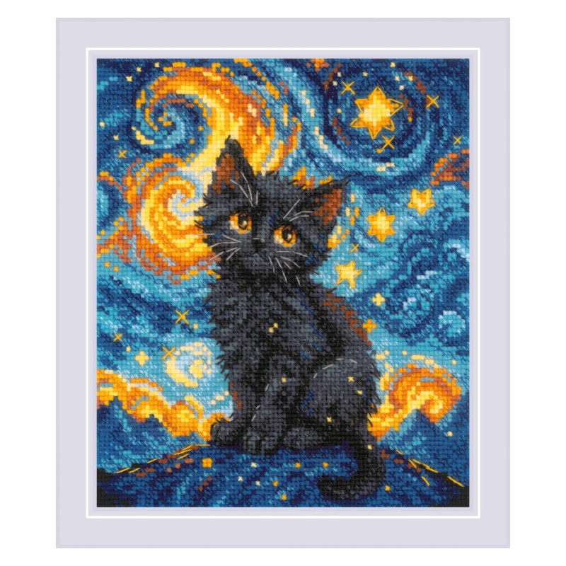 Kit punto de cruz Gato estrellado