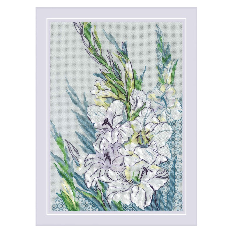 Kit punto de cruz Gladiolos blancos