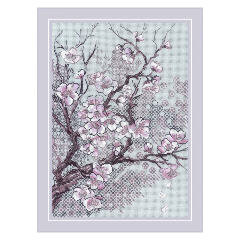Kit punto de cruz Flor de ciruelo