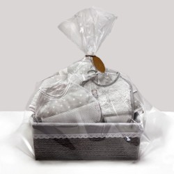 Conjunto Canastilla estrellas gris