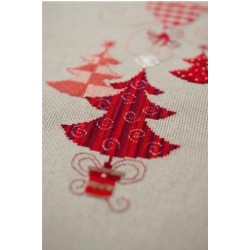 Kit punto de cruz Camino de mesa motivos navideños en rojo