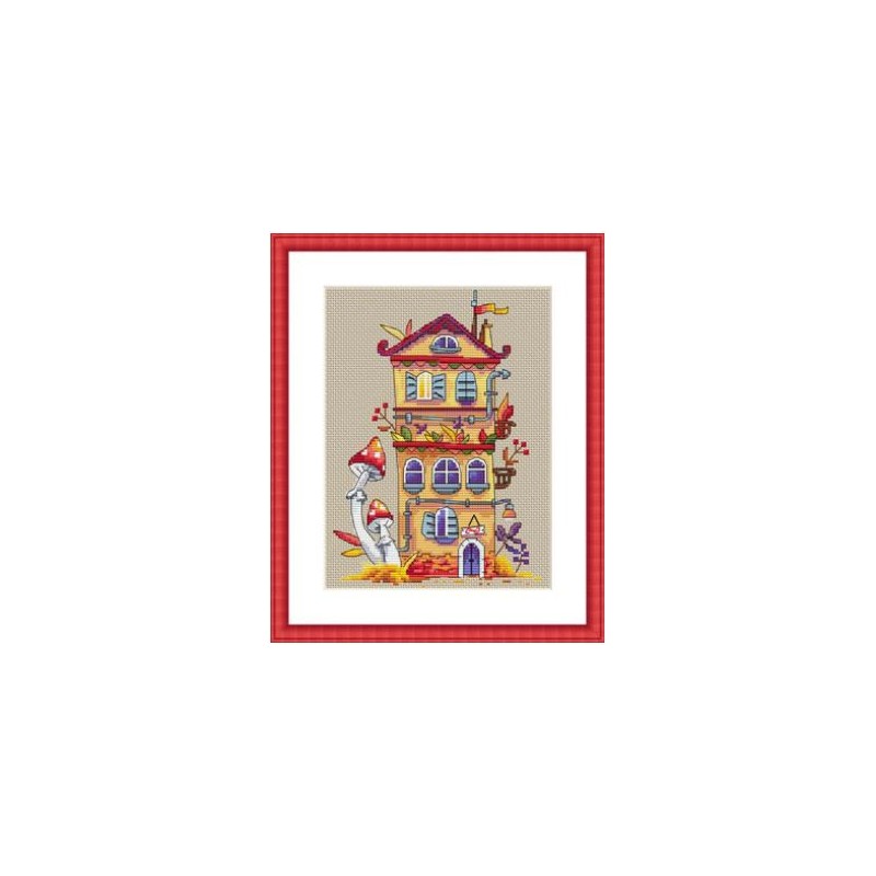 Kit punto de cruz Casa de otoño