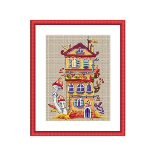 Kit punto de cruz Casa de otoño