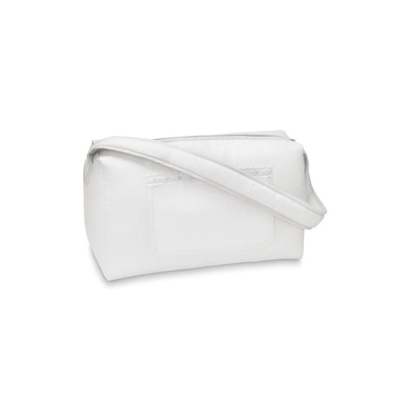Bolsa canastilla blanca con cinta de raso