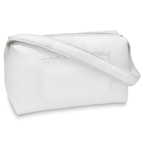 Bolsa canastilla blanca con cinta de raso
