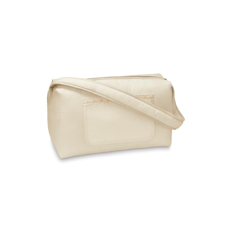 Bolsa canastilla beige con cinta de raso