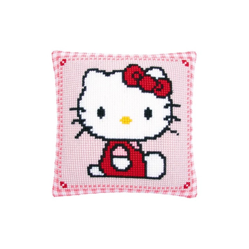 Kit punto de cruz Cojín hello kitty sentada