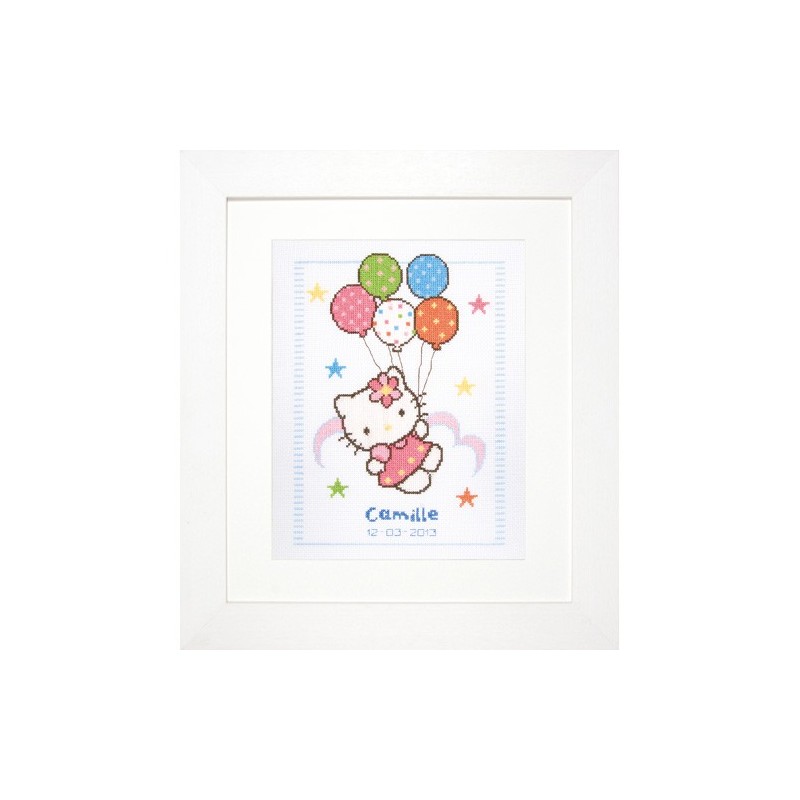 Hello Kitty Kit punto de cruz Natalicio con globos