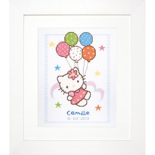 Hello Kitty Kit punto de cruz Natalicio con globos