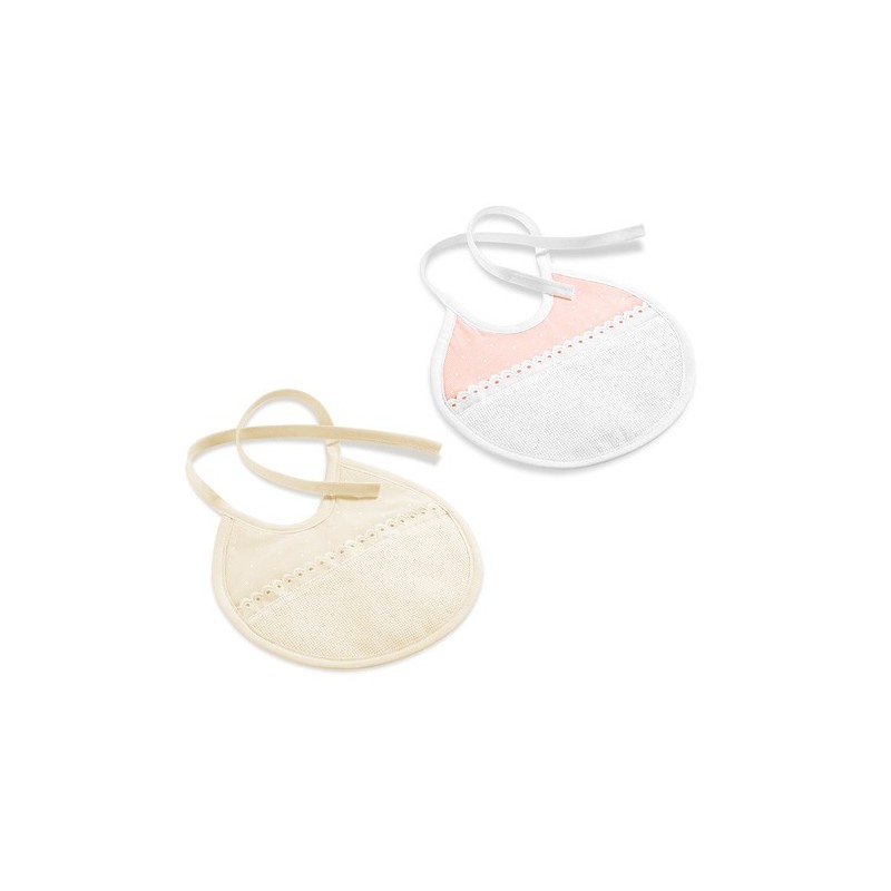 Pack 2 baberos topos rosa y beige