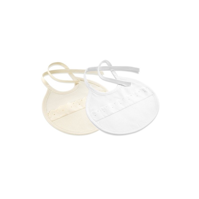 Pack 2 baberos puntilla beige y blanco