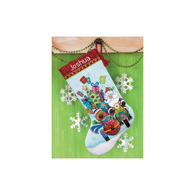 Kit punto de cruz Calcetín Santa Claus ya esta aquí