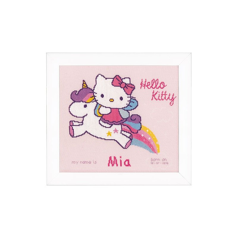 Hello Kitty Kit punto de cruz Natalicio y el unicornio